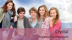  Presentation with teenagers - Slides consisting of group of teenagers sitting outside background and a coral colored foreground