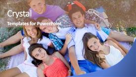 Presentation with teenagers - Beautiful presentation theme featuring group of teenagers spending time backdrop and a coral colored foreground
