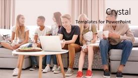  Presentation with interstellar movie blackhole - Amazing presentation theme having group of teenagers watching movie backdrop and a lemonade colored foreground