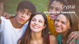  Presentation with teenagers - PPT layouts having group-of-teenagers background and a violet colored foreground