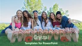  Presentation with secret - PPT theme featuring group-of-teens-girls-fingers background and a ocean colored foreground