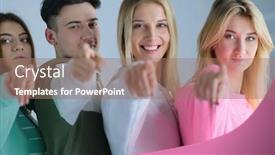  Presentation with solidarity - PPT theme having group-of-teens-stacking background and a coral colored foreground