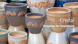  Presentation with clay - Theme featuring group-of-terracotta-clay-pots background and a coral colored foreground