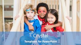  Presentation with play area - Colorful PPT theme enhanced with group-of-three-affectionate backdrop and a teal colored foreground