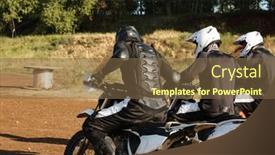  Presentation with motorbikes - Presentation theme enhanced with group-of-three-motorcyclists background and a tawny brown colored foreground