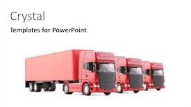  Presentation with trucks - Audience pleasing presentation design consisting of group-of-three-red-long backdrop and a white colored foreground