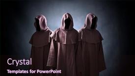  Presentation with scary - Beautiful slide set featuring group-of-three-scary-figures backdrop and a wine colored foreground