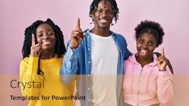  Presentation with black people - Theme featuring group-of-three-young-black background and a gold colored foreground