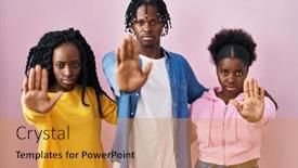  Presentation with black people - Slides with group-of-three-young-black background and a gold colored foreground