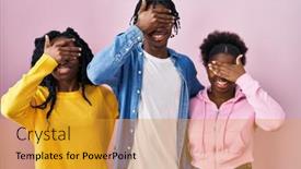  Presentation with blind people - Presentation enhanced with group-of-three-young-black background and a gold colored foreground