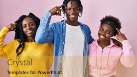  Presentation with people thought - Slides featuring group-of-three-young-black background and a gold colored foreground