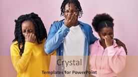  Presentation with breath - PPT theme enhanced with group-of-three-young-black background and a gold colored foreground