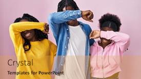  Presentation with black people - Slide set featuring group-of-three-young-black background and a gold colored foreground