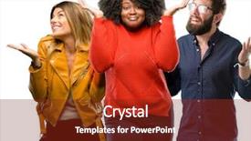  Presentation with women - Beautiful slides featuring group of three young men backdrop and a tawny brown colored foreground