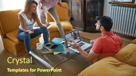  Presentation with students - Slides with group-of-three-young-students background and a tawny brown colored foreground