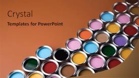  Presentation with color - PPT layouts having group-of-tin-metal-cans background and a red colored foreground