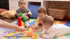  Presentation with toddlers - Presentation theme enhanced with group-of-toddlers-playing background and a coral colored foreground