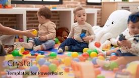  Presentation with toddlers - PPT layouts having group-of-toddlers-playing background and a coral colored foreground