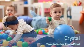  Presentation with toddlers - Presentation design featuring group-of-toddlers-playing background and a ocean colored foreground