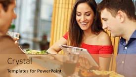  Presentation with tourists - Audience pleasing slide deck consisting of group-of-tourists-looking backdrop and a coral colored foreground