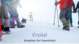  Presentation with tourists - Presentation consisting of group-of-tourists-with-hiking background and a sky blue colored foreground