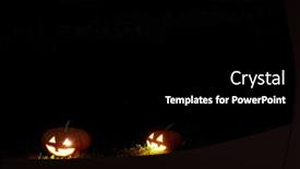  Presentation with lanterns - Colorful presentation theme enhanced with group of traditional jack-o-lanterns glowing in the darkness backdrop and a black colored foreground