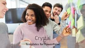  Presentation with group training - Colorful PPT theme enhanced with group-of-trainees backdrop and a soft green colored foreground