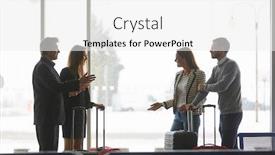  Presentation with airport terminal - Cool new slide deck with group-of-travelers-and-couples backdrop and a white colored foreground