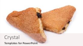  Presentation with pastries - Colorful presentation design enhanced with group-of-triangular-pastries backdrop and a lemonade colored foreground