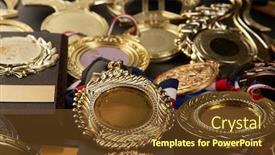  Presentation with recognition - Slides with group-of-trophy-and-medals background and a tawny brown colored foreground