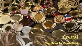  Presentation with recognition - Colorful theme enhanced with group-of-trophy-and-medals backdrop and a tawny brown colored foreground