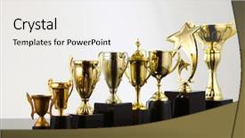  Presentation with gold trophy - Audience pleasing slides consisting of group of trophy backdrop and a white colored foreground