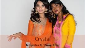  Presentation with native indian - PPT theme with group-of-two-indian-women background and a red colored foreground