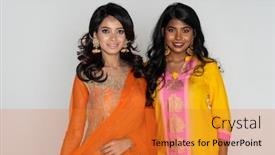  Presentation with native indian - Slides featuring group-of-two-indian-women background and a gold colored foreground