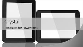  Presentation with tablets wood table tablet white - Beautiful slides featuring group of two tablet computers backdrop and a light gray colored foreground
