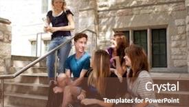  Presentation with college students - Theme featuring group of university or college background and a tawny brown colored foreground