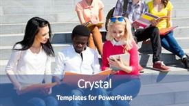  Presentation with university - Slide deck consisting of group of university students studying background and a ocean colored foreground