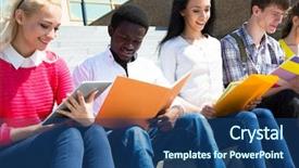  Presentation with university student internship - Colorful slide deck enhanced with group of university students studying backdrop and a ocean colored foreground