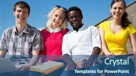  Presentation with math - Amazing PPT theme having group of university students studying backdrop and a  colored foreground