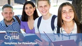  Presentation with university - PPT layouts consisting of group of university students studying reviewing homework in park background and a teal colored foreground