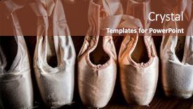  Presentation with slipper - Slide set consisting of group-of-used-ballet-slipper background and a tawny brown colored foreground