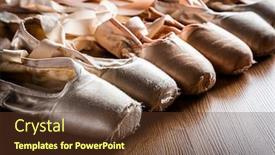  Presentation with slipper - PPT theme with group-of-used-ballet-slipper background and a tawny brown colored foreground