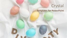  Presentation with diversity - PPT theme featuring group-of-various-colored-imperfect background and a sky blue colored foreground