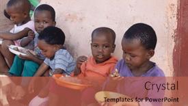  Presentation with african children - Presentation theme with group-of-village-african-children and a red colored foreground