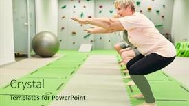  Presentation with strength - Audience pleasing theme consisting of group-of-vital-seniors-doing backdrop and a mint green colored foreground