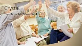  Presentation with cohesion - Cool new presentation design with group-of-vital-seniors backdrop and a soft green colored foreground