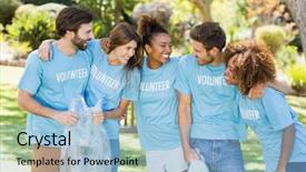  Presentation with volunteer - Audience pleasing theme consisting of group of volunteer having fun in park backdrop and a light blue colored foreground