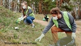  Presentation with masks - Slide deck with group-of-volunteers-in-medical background and a  colored foreground