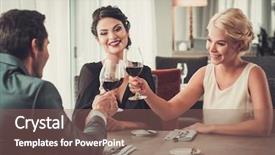  Presentation with glasses - Cool new presentation theme with group of wealthy people clinking backdrop and a violet colored foreground