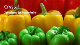  Presentation with peppers - Colorful PPT layouts enhanced with group of wet colorful peppers closeup backdrop and a crimson colored foreground